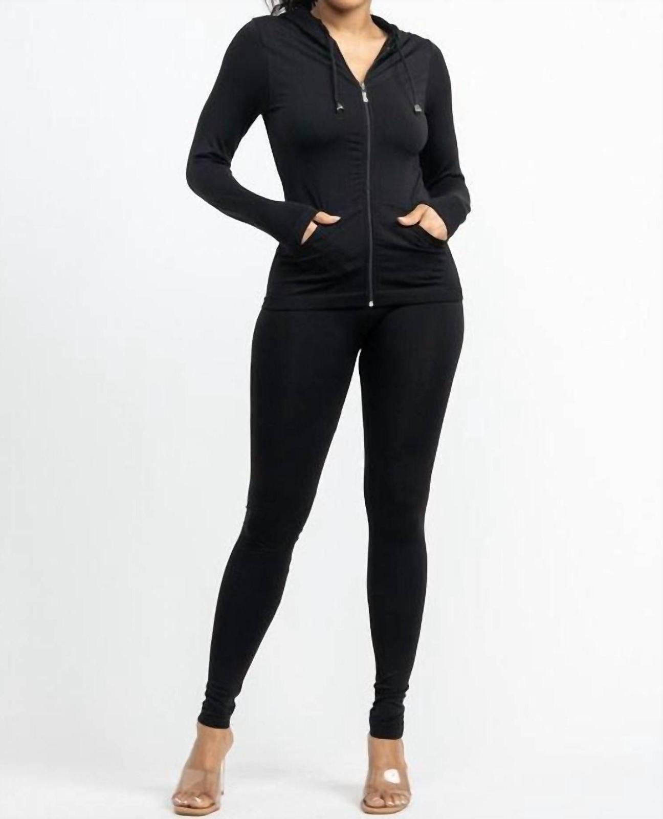 Listicle seamless hoodie and legging lounge set Black - $34.00