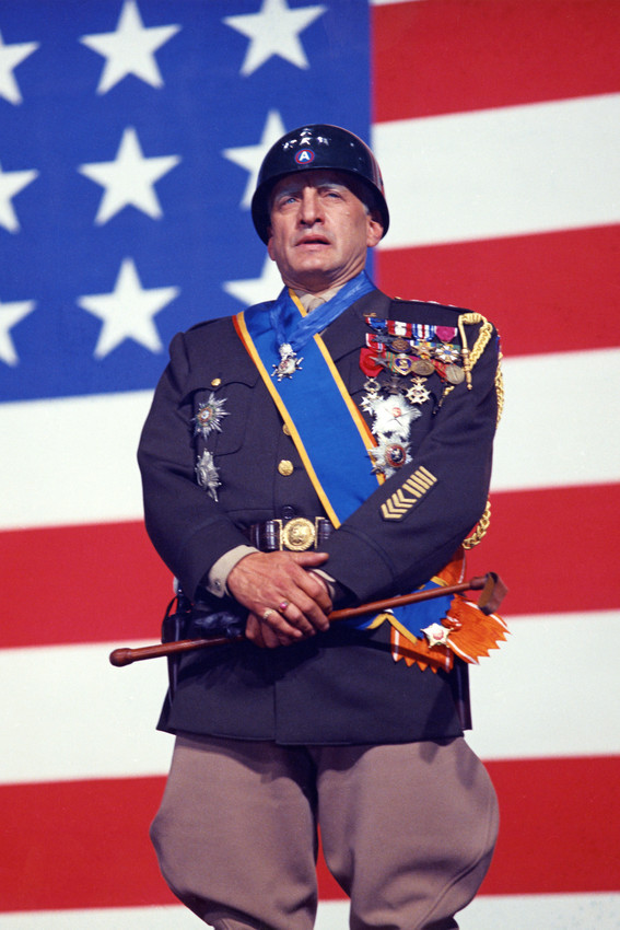 George C. Scott in Patton iconic in uniform by giant American USA flag 18x24 Pos - $23.99