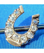 Earth mined Diamond Antique Cushion cut Deco Horseshoe Brooch Equestrian... - $3,320.25