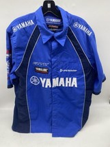 Yamaha Racing Pit Crew Shirt Mens XL JH Design Snap Front Button Up Blue - £23.59 GBP