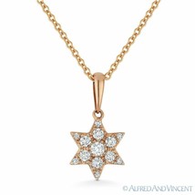 0.15ct Round Cut Diamond Star of David Magen Pendant &amp; Necklace in 14k Rose Gold - £411.15 GBP