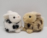 CS International 2 Spotted Bunny Plush Hairy Fuzzy Black &amp; White And Bro... - £23.11 GBP
