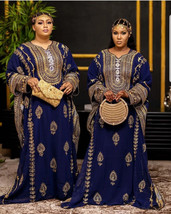Farasha Abaya Navy-Blue  Moroccan Georgette Wedding Ramzan Dress Dubai Kaftan - £49.60 GBP
