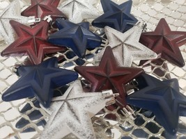 Patriotic 4th of July Rustic Stars Ornaments Farmhouse Home Decor 12pc New - $15.99