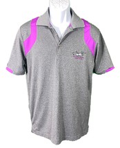 Antigua Short Sleeve Button Down Golf Polo Shirt Gray Pink Trim Small - $4.94