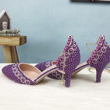 Summer Pointed Toe Women wedding Sandals Ankle strap Buckle shoes Purple  shoe a - £153.45 GBP