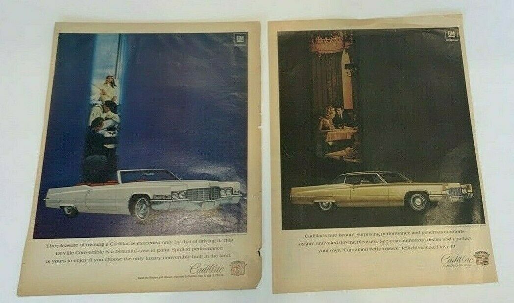 Lot 2 Cadillac Vintage Auto Ad 1960s  Era - $15.79