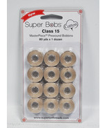 Super Bobs MasterPiece Cotton 80yd Prewound Bobbins 12ct Class 15 Parchment - $25.80 CAD