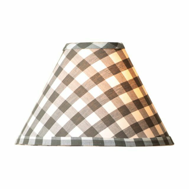 Farmhouse 15-inch Gray Check Lamp Shade