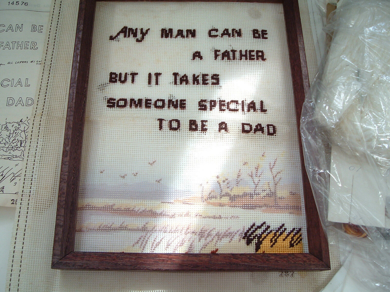 Vintage candamar designs plastic canvas needlepoint kit any man can be a father - £15.47 GBP