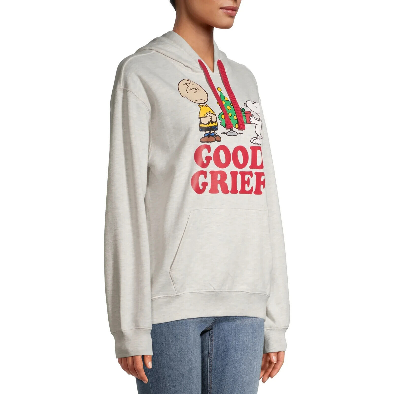 Peanuts Juniors' Good Grief Holiday Hoodie, Grey Size XL/XG(15-17) Item image 4