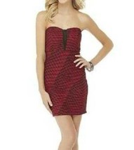 Womens Dress Sheath Jr. Girls Red Black Wavy Sweetheart Strapless Bodycon-sz XL - £13.23 GBP