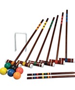Croquet Set Vintage Wooden Game Six Player Backyard Leisure Sports Inter... - €58,09 EUR