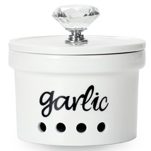 Garlic Keeper With Crystal Lid, 12.5 Oz Ceramic Garlic Saver Container F... - $32.99