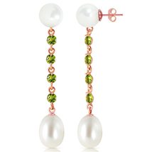 Galaxy Gold GG 14k Rose Gold Chandelier Earrings with Peridots and Pearls - £261.85 GBP