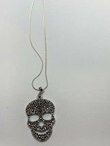 Unisex 925 Sterling Solid Silver And Alloy Day Of The Dead Sugar Skull Necklace. - £12.65 GBP