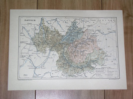 1887 Original Antique Map Of Department Of Savoie Chambery / France - £19.89 GBP