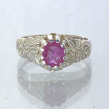 Pink Natural Ruby Handmade 925 Statement Ring Size 7.25 Angel Flower Design 34 - £112.88 GBP