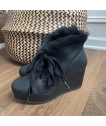 Pedro Garcia Ubon Black Shearling Leather Wedge Ankle Boots $695 Size 7 ... - $4,046.68 MXN