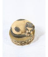 Vintage Estee Lauder Sleeping Cat Cinnabar Solid Perfume Compact Ivory S... - $1,742.69 MXN