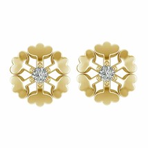 10k Yellow Gold Plated Diamond Snowflake Flower Fashion Stud Earrings For Womens - £51.03 GBP