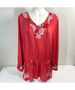 Soft Surroundings 1X Tunic Top Beaded Elastic Waist Viscose Peasant Style - $26.50