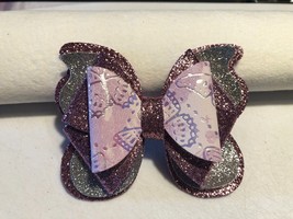 Butterfly Design Hair Bow. Light Purple And Silver. 3.5&quot; X 3&quot;. Homemade - $8.56