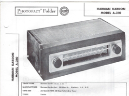 1956 HARMAN-KARDON A-310 Tuner Tube Am Fm Radio Photofact Manual Schematic A310 - £7.90 GBP