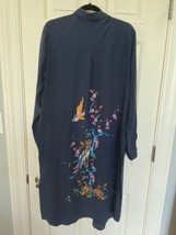 Johnny Was Silk Embroidered Cherry Floral Long Tunic Jacket Side Slits Size M - £118.44 GBP