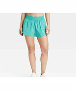 All In Motion Women&#39;s Active Mid Rise Woven Run Shorts MEDIUM 3&quot; Teal Gr... - €19,87 EUR