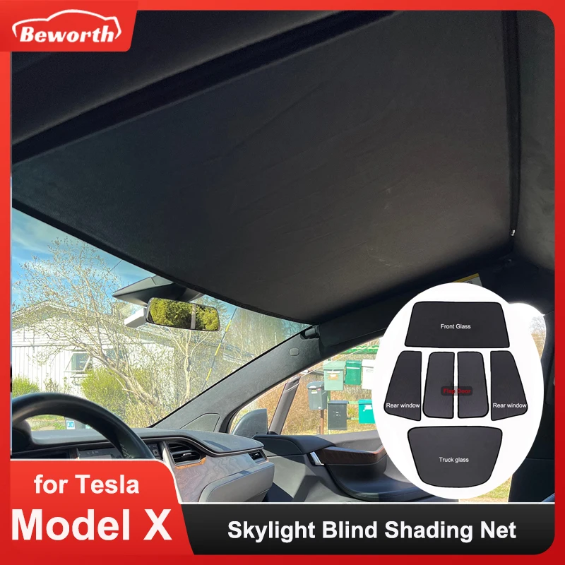 ModelX Glass Roof Skylight Sunshade For Tesla Model X Sun Shades Front Rear - £16.64 GBP+