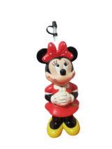 Vtg 70s Disney Minnie Mouse Water Bottle W/Straw Hard Plastic 11&quot;T - £7.78 GBP