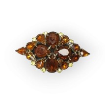 Vintage Brooch Pin Cluster Root Beer Rhinestones Prong Set Gold-tone - Unsigned - £35.50 GBP
