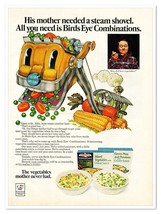 Birds Eye Combinations Veggies Steam Shovel Vintage 1972 Full-Page Magaz... - $7.76