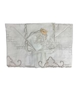 Gorgeous New Vintage Hand Made Lace Linen Ivory Tablecloth With 12 Napkins - $69.45 CAD
