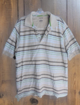 Izod Golf Men&#39;s Size Large L Striped Shortsleeve Polo Shirt Short Sleeves Cotton - £8.63 GBP
