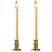 LED Adjustable Window Candles Traditional Base &amp;Timer WITH REMOTE Set of 2-Brass - £15.03 GBP