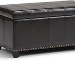 Amelia 33 Inch Wide Transitional Rectangle Storage Ottoman Bench In Tann... - $262.99