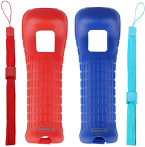 2X Silicone Skin Case Cover With Wrist Strap For Wii Remote Controller NEW - $16.11