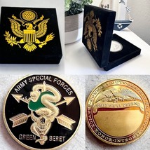 U.S. United States Army Special Forces Green Beret Challenge Coin w/ velvet case - £15.52 GBP