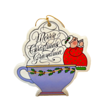 Vintage Merry Christmas Grandma Porcelain Christmas Ornament 3.5 x 3.25 inches - £7.69 GBP