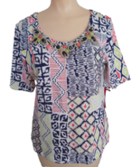 Size M RUBY RD Citrus Splash Embellished Tank Top Cotton Spandex MSRP $48 - $33.94 CAD