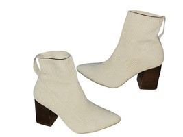STEVEN By Steve Madden Neta Cream Knit Heeled Ankle Boots Women Size 7.5 - $29.40