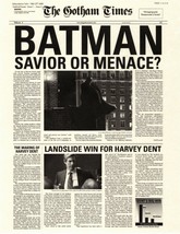 Batman The Dark Knight Gotham Times Savior Or Menace Harvey Dent Print/Replica�� - £2.42 GBP