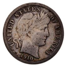 1910-S 10C Barber Dime Fine Condition, Nice Detail for Grade, Complete L... - $87.57