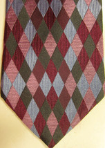 NEW Ted Baker Purple Blue and Gray Harlequin Diamonds Handmade Long Silk Tie - £26.97 GBP