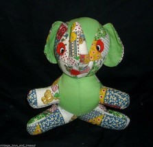 11&quot; Vintage Shalom Elephant Green Plaid Fabric Patch Stuffed Animal Plush Toy - £18.91 GBP