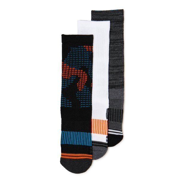 Athletic Works Boys Crew Socks, 3-Pack Black Size M Item image 2