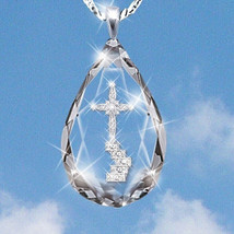 2.00CT Lab Created Diamond Cross Pendant 14K White Gold Finish 925 Silver - £107.24 GBP