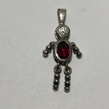 Sterling Silver 925 Charm Pendant Birthstone Baby Boy Ruby Red July 1.25... - $19.75